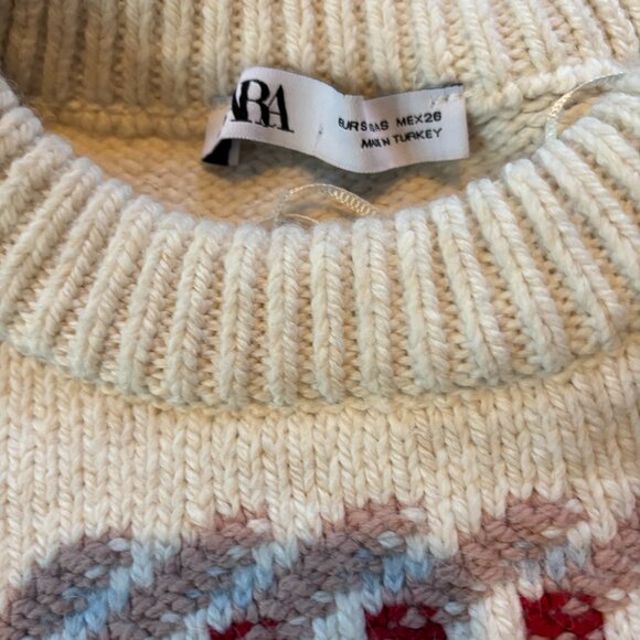 ZARA FAIR ISLE Sweater Oversized Ski COZY HOLIDAY SIZE SMALL - Picture 3 of 6